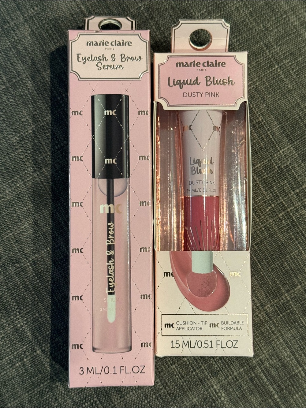 NIB Marie Claire Paris Makeup Bundle - Eyelash & Brow Serum + Liquid Blush